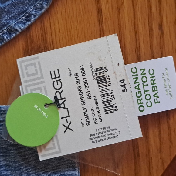 LIZ CLAIBORNE NWT Womens Blue Organic Cotton Long Sleee, V Neck, Blouse, SZ XL - Picture 8 of 10